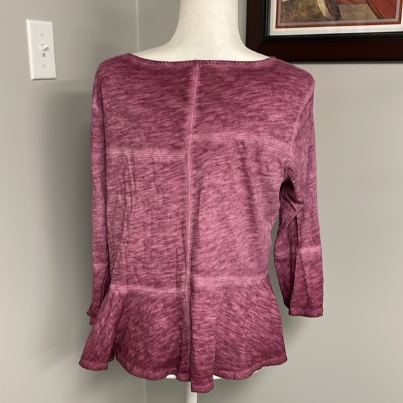 Akemi Kim Anthropologie Ruffle Boxy Flowy Feminine 3/4 length shirt Size Small - Picture 3 of 4